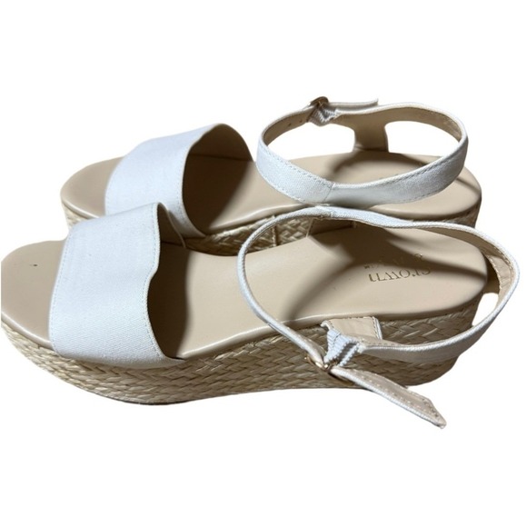 Crown & Ivy Laurey White Canvas Wedge Sandals – Size 8 - Picture 1 of 7